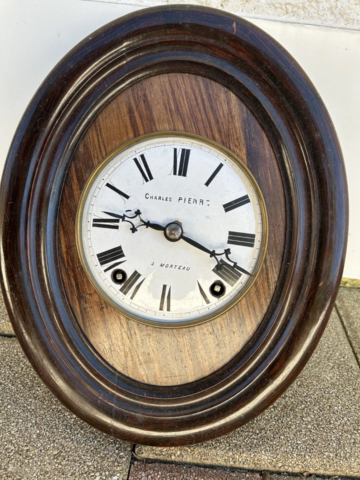 Pendule Oeil de Boeuf Ancienne Horloge Mural Morteau Charles PIERRE Doubs - Photo 2/4