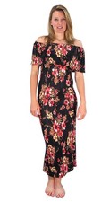 Womens Black Floral Maxi Dress Summer Gypsy Bohemian Vintage Long Medium