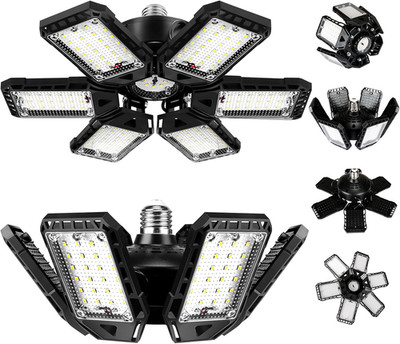 LED Garage Lights Bulb 2 Pack 180W 18000LM 6500K Led Shop Light with 6 plus 1 De