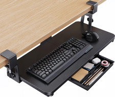 HUANUO Large under Desk Keyboard Tray with Sturdy C-Clamp Mount, 26 30.16" Incl