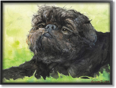 Brussel Griffon Pet Dog Portrait Green Black