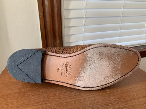 WORN 5x - 1st QUAL | ALLEN EDMONDS 11.5D STRAND WEAVE WALNUT WOVEN SHOES 11.5 D - Picture 21 of 22