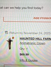 Haunted Hill Farm 62 In Touch activated Animatronic Clown