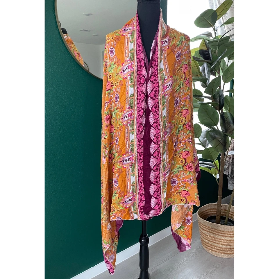 Bufanda tapiz floral sedoso boho ecléctica artística vintage maximalista chal envolvente Foto 4 de 4