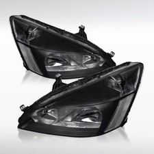 Fit 2003-2007 Honda Accord 24dr Black Headlights Assembly Lamp Leftright 03-07
