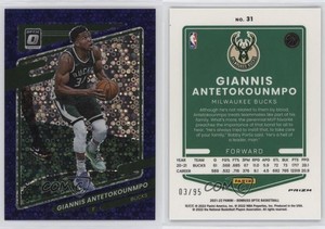 2021 Panini Donruss Optic Fast Break Purple Prizm /95 Giannis Antetokounmpo #31