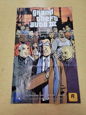 Grand Theft Auto III (3) | COLLECTABLE POSTER Insert w/ Game Map