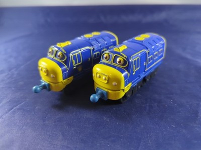 2 Chuggington Brewster Trains Diecast 2010 Learning Curve Brands Blue Yellow 