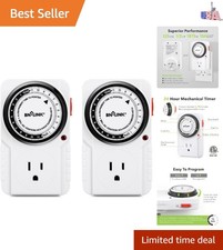 24 Hour Plug-in Mechanical Timer Grounded for Aquarium, Grow Light, Hydroponi...