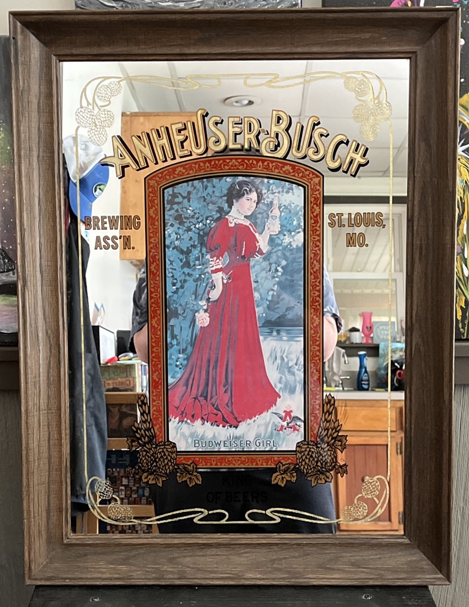 ★希少品★Budweiserバドワイザー壁掛けミラーAnheuser Busch Vintage 1992 Anheuser-Busch Inc Budweiser Girl Large mirror. | eBay