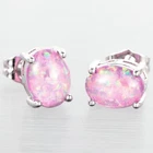 6x8 Oval Lavender Purple Fire Opal Cabochon Silver Jewelry Stud Earrings