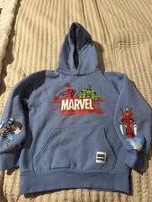 Marvel Avengers Hoodie Kids Blue Spider-Man Hulk Iron Man Size 7-8