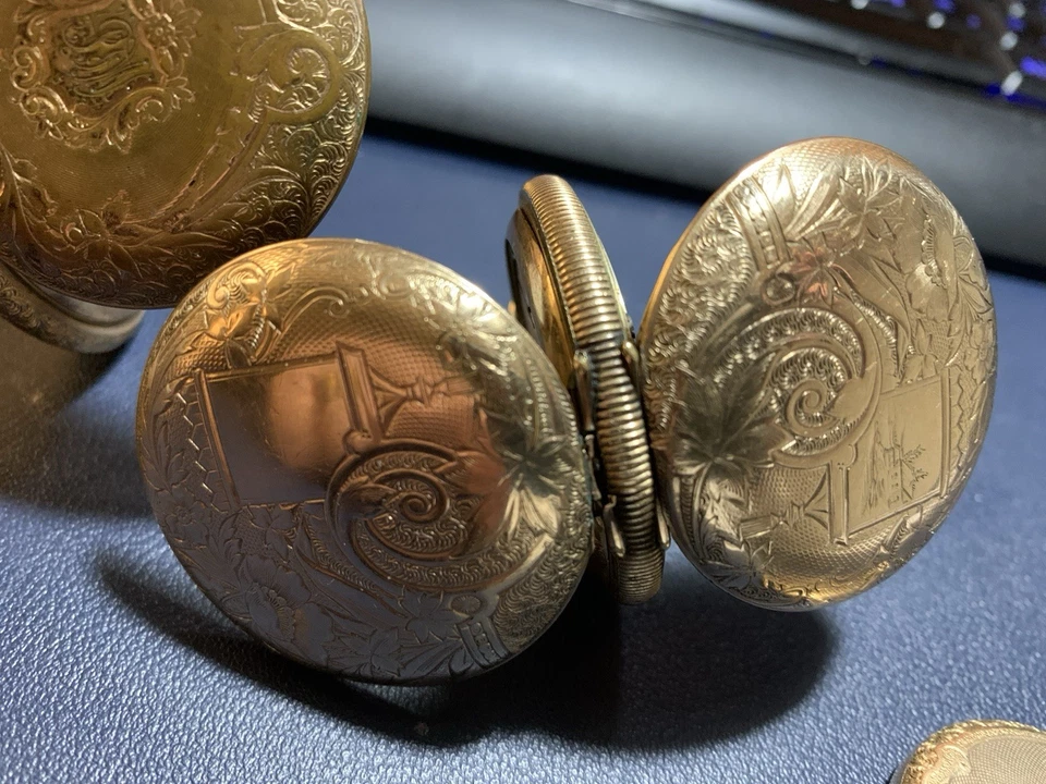 Lote vintage de 3 relojes de bolsillo, ELGIN, AM Waltham, NUEVA YORK STD, reparación Foto 4 de 4