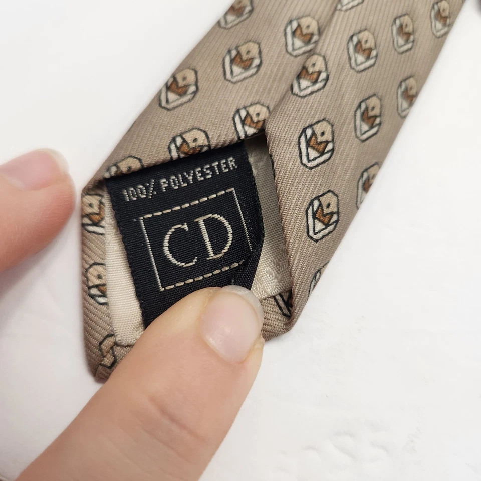 Corbata Christian Dior Monsieur Paris marrón estampada corbata para hombre clásica oficina Foto 3 de 4