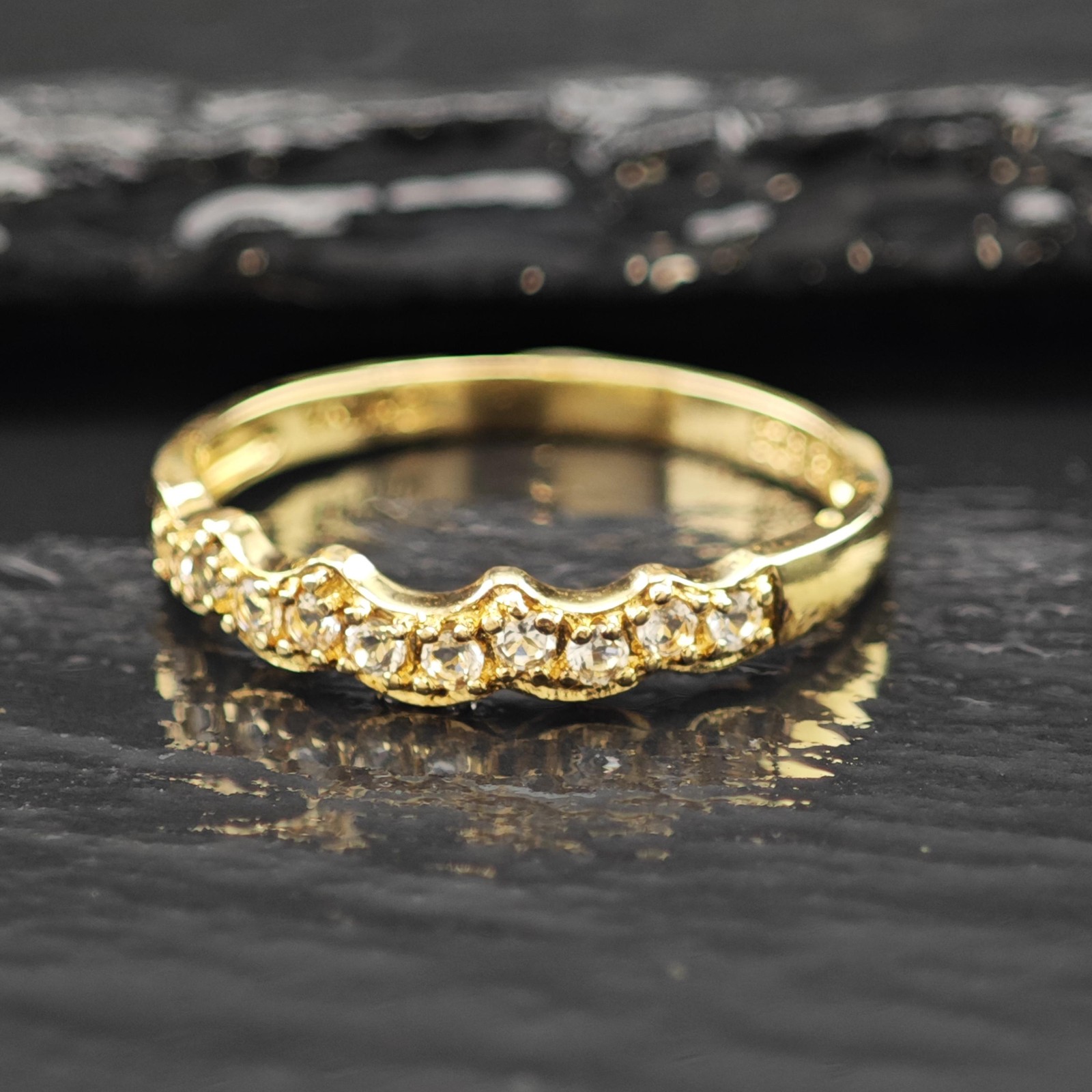 Stackable Gold Plated Ring Sterling Silver Size 10 - image 3