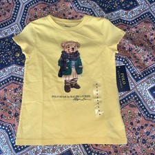 Polo By Ralph Lauren  Girls Polo Bear Yellow Cotton Jersey T- Shirt size 6