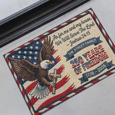 Personalized Christian Patriotic Doormat Faith USA Welcome Mat