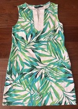 New York Company Women Palm Print Shift Mini Dress Cotton Stretch Size M
