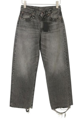 R13 D'Arcy Loose Women Jeans 25 Leyton Black Faded Distress Wide PF26 RRP700 *