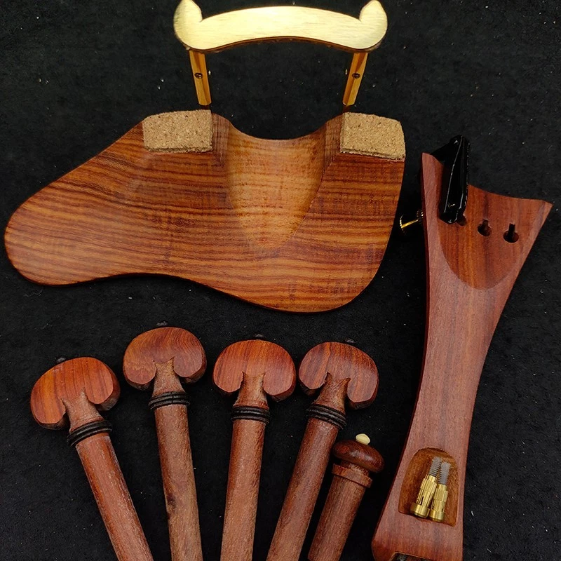Rosewood 4/4 Violin Parts Fittings Kits, Violin Chinrest Tailpiece pegs Endpin - Image 4 of 4