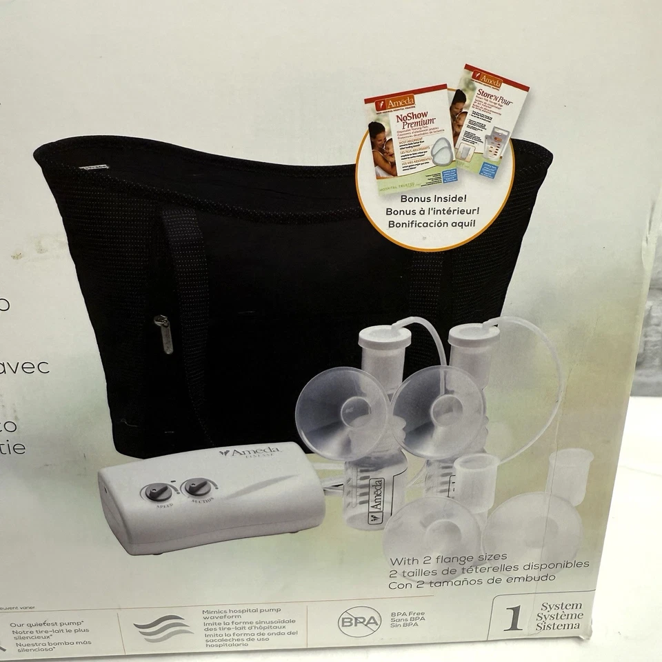 Extractor de leche eléctrico doble Ameda Finesse con bolsa Dottie sellado nuevo Foto 3 de 4
