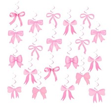 Pink Bow Party Decorations 20 PCS Hanging Swirl Bowknot Bow Themed Party Deco...