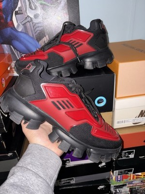 PRADA Cloudburst Black and Red Sneakers Size 9 Mens Clean Condition