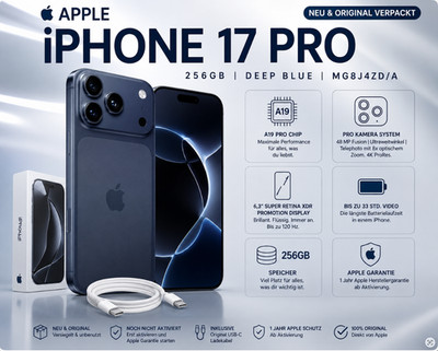   Apple iPhone 17 Pro 256GB Deep Blue MG8J4ZD/A Smartphone Handy Mobile   NEU