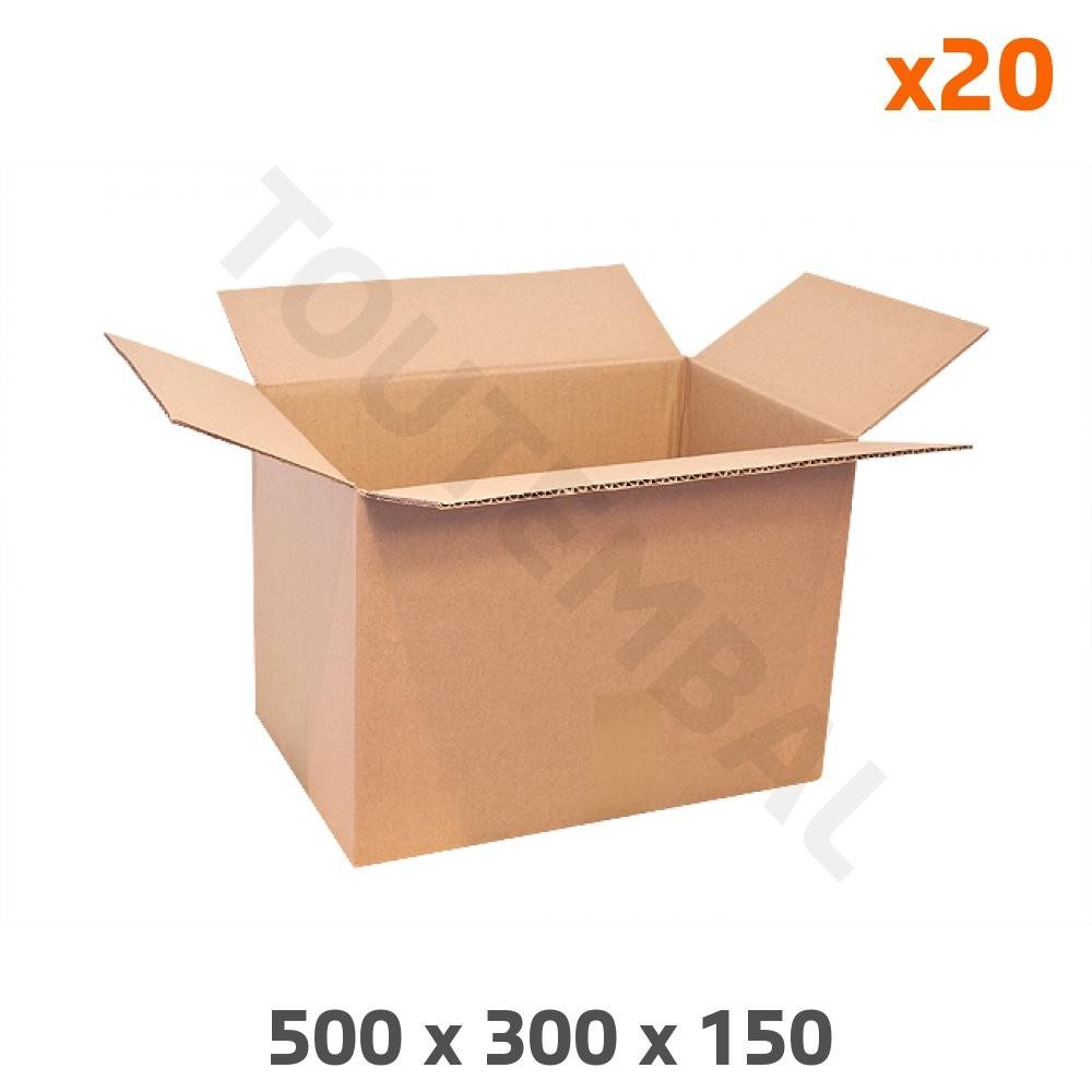 Caisse carton pour colis 500x300x150 mm idéale pour déménagement et rangement