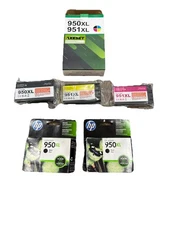 Two- HP 950XL Black Ink Cartridge (CN045AN) Exp  Feb 2018 +Axeset 950xl Exp 2026