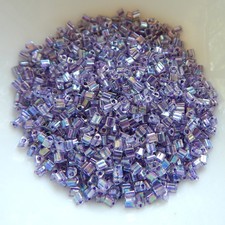 11/o TOHO Triangle Seed Beads 20 grams Grape Lined Rainbow Glass Beads No. 774