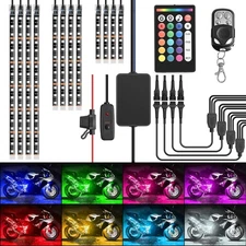 Nilight - TL-35 12PCS Motorcycle RGB Led Light Kit Waterproof Multi-Color Atm...