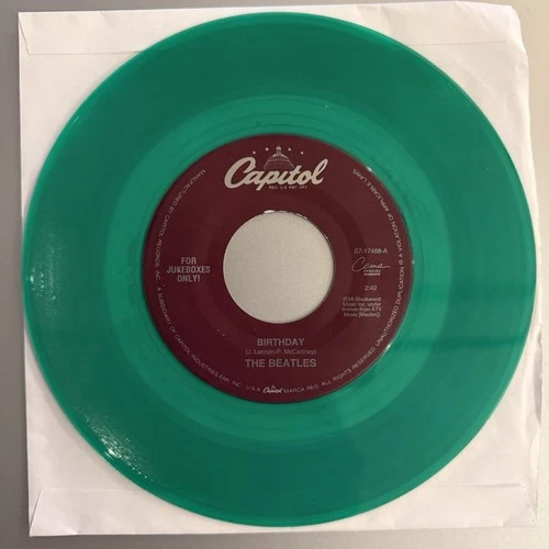 The Beatles Birthday 7" Green Vinyl Single Capitol Records