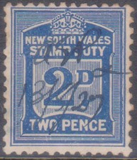 (F377-238) 1901 NSW 2d blue stamp duty (IM)