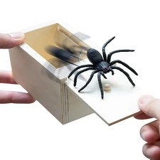 Wooden Prank Spider Scare Box Hidden in Case Trick Play Joke Scarebox Gag Toy