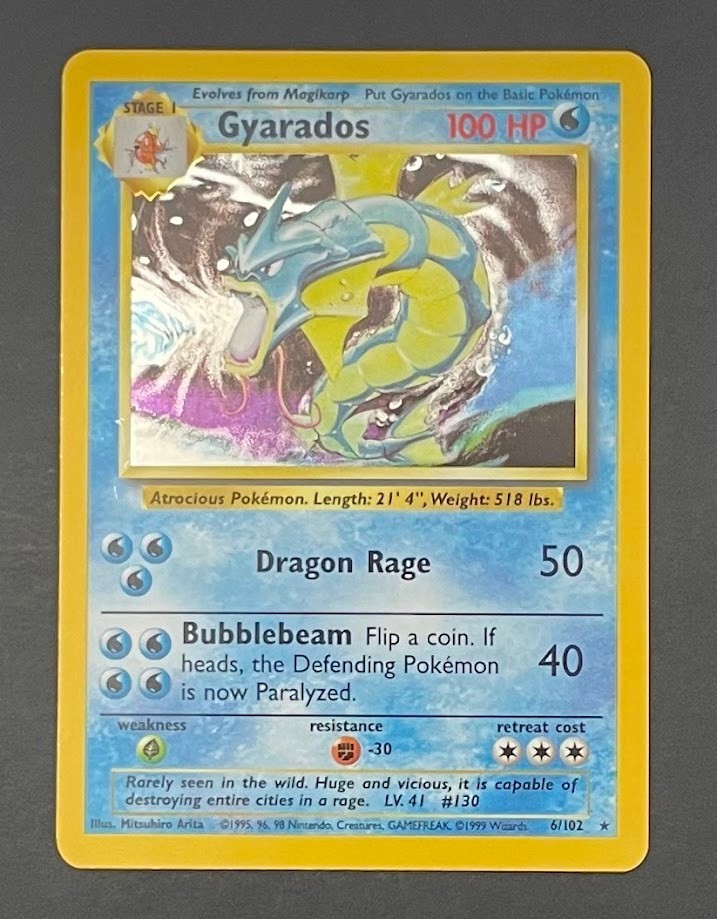 Pokémon Card Gyarados 6/102 Holo Base Set - Near Mint