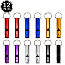 12 Pack Aluminum Emergency Survival Whistle Keychain Loud Safety Camping Hiking