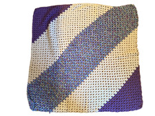 Handmade Crochet Knitted Purple White Baby Lap Blanket Crib Nursery 40" square