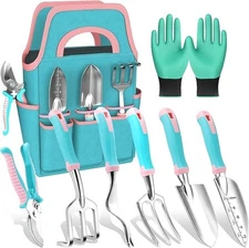  Garden Tool Set,8 Pcs Gardening Hand Tool Starter Kit for Women Heavy Duty 