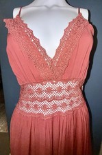 Blāshe Boho Maxi Dress Womens Medium Rust Orange Lace Crochet V Neck NWT Flowy