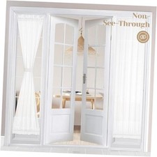 Non-See-Through French Door Curtains Set of 2 26"W x 72"L Pack of 2 White