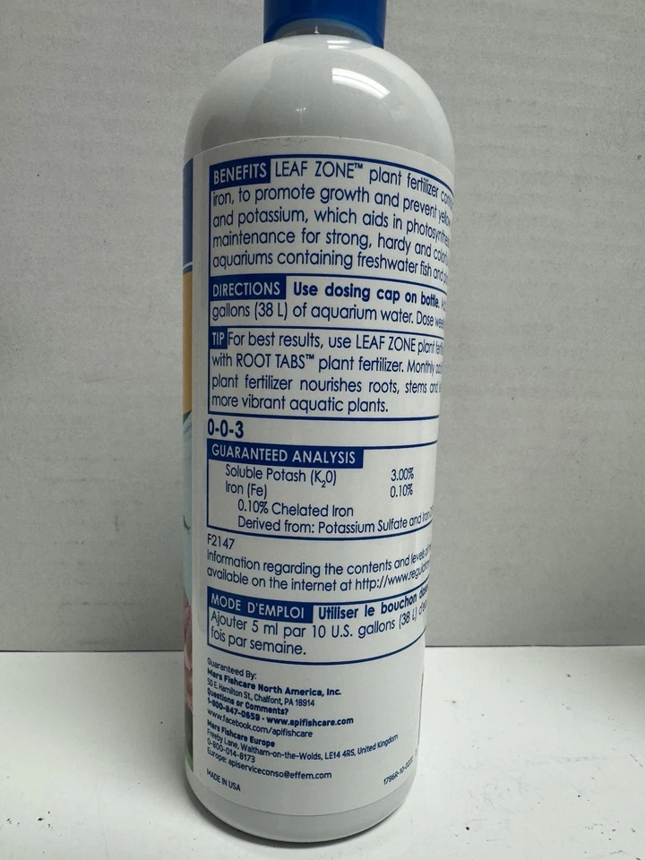 3 CANTIDADES API Leaf Zone alimento para plantas de acuario 16 oz cada uno total 48 oz fertilizante para acuario Foto 3 de 4
