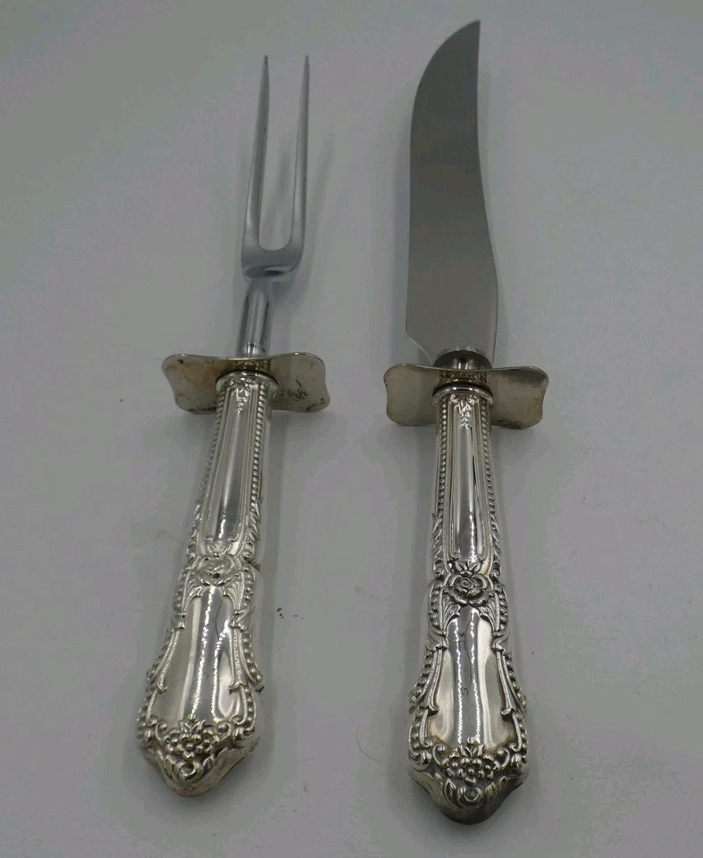 Juego de 2 piezas de toalla TWS350 con cuentas rosas mango de ley tallado de acero inoxidable Foto 4 de 4