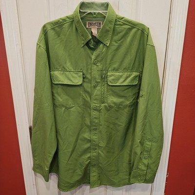 Duluth Trading Co Cool Plus Roll Tab Shirt Mens M Green Ripstop Fishing Vented