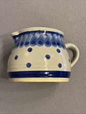 Vintage Keramik Krug/ Milch/ Weinkrug Blau- Weiß Punkte Landhaus Stil