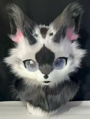 Fursuit Long haired Dog Fox Mascot Party Halloween Fur Cosplay(head)