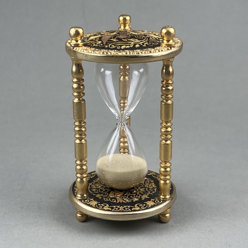 Vintage Damascene Sand Timer Hour Glass Shape Small AS IS     q3z