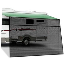 RV Awning Sun Shade Screen, 8'x15'3" Black Mesh Blocker Sunscreen Shade