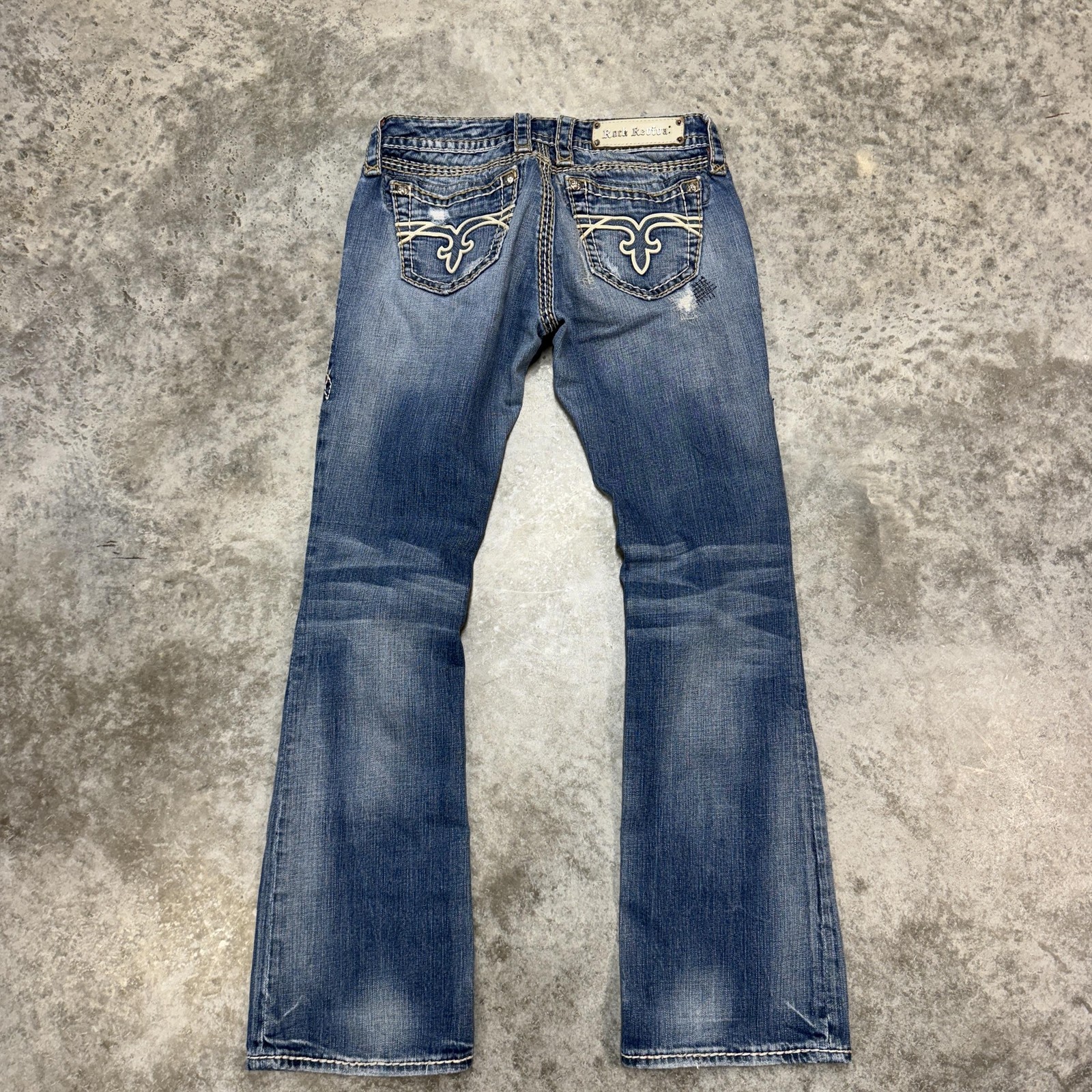 Rock Revival Jeans Womens 28 Blue Heidi Boot Distressed Bootcut Denim Mid Rise