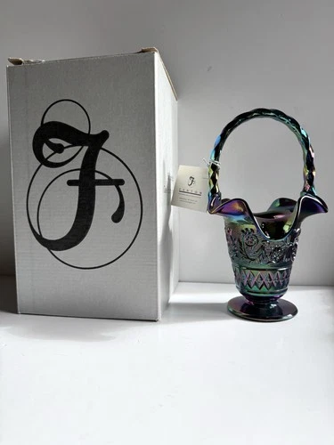 NIB Fenton Glass Carnival Amethyst Basket Lily 4534 CN